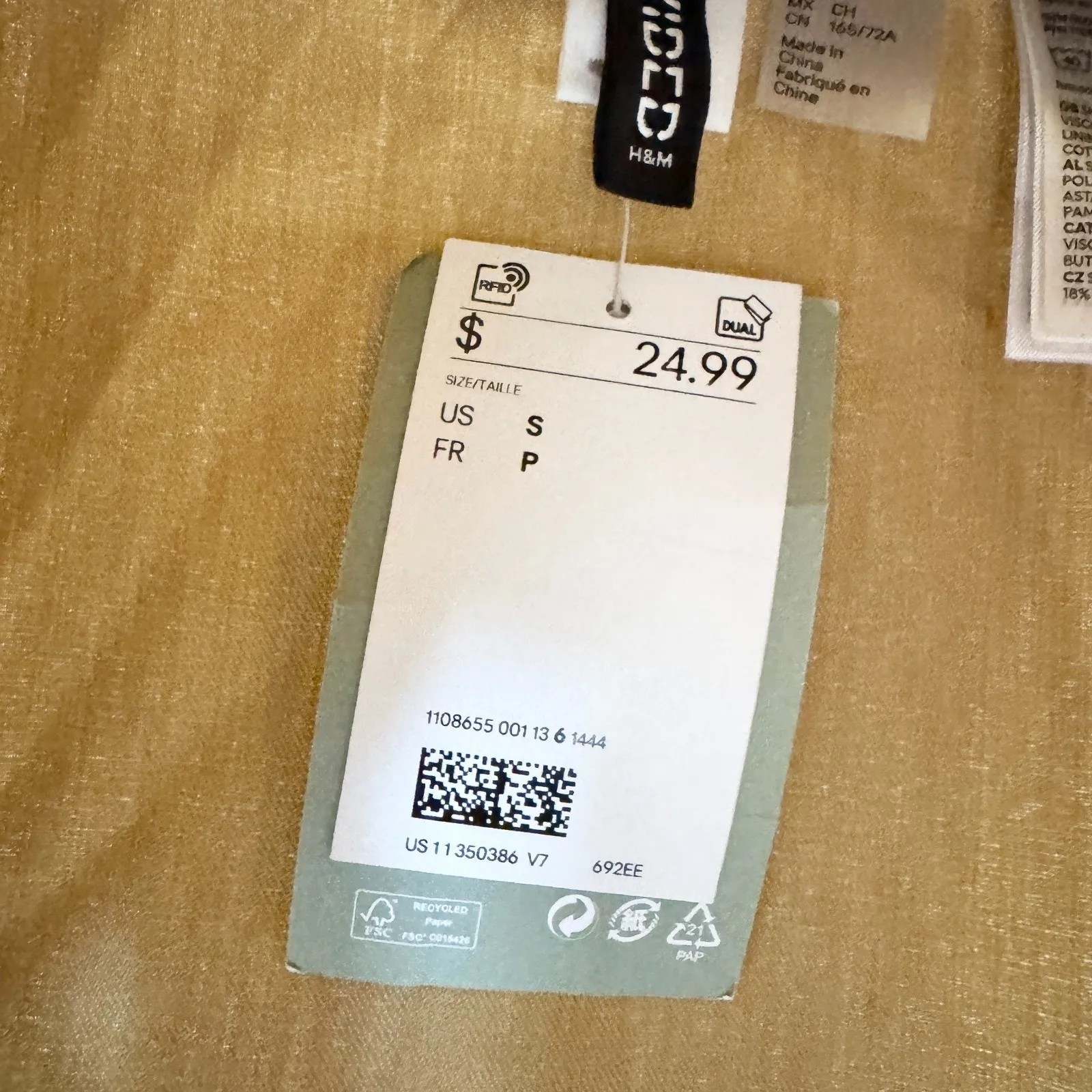 H&M Divided Skirt Women Size Small Tan Linen Mini Pockets Business Preppy - Image 4