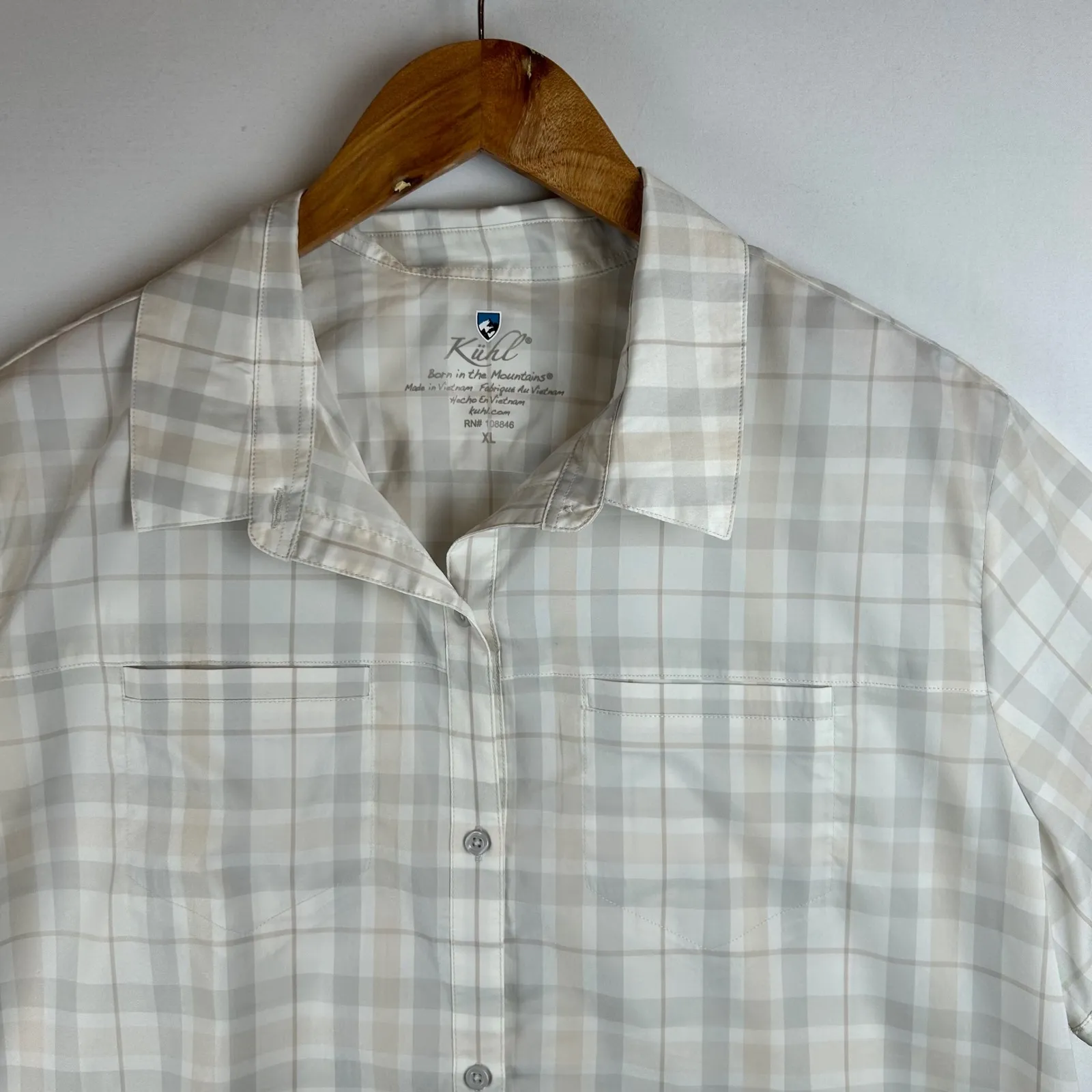 Kuhl Women's Short Sleeve Kamp Shirt Plaid Button Up Top XL - Image 7