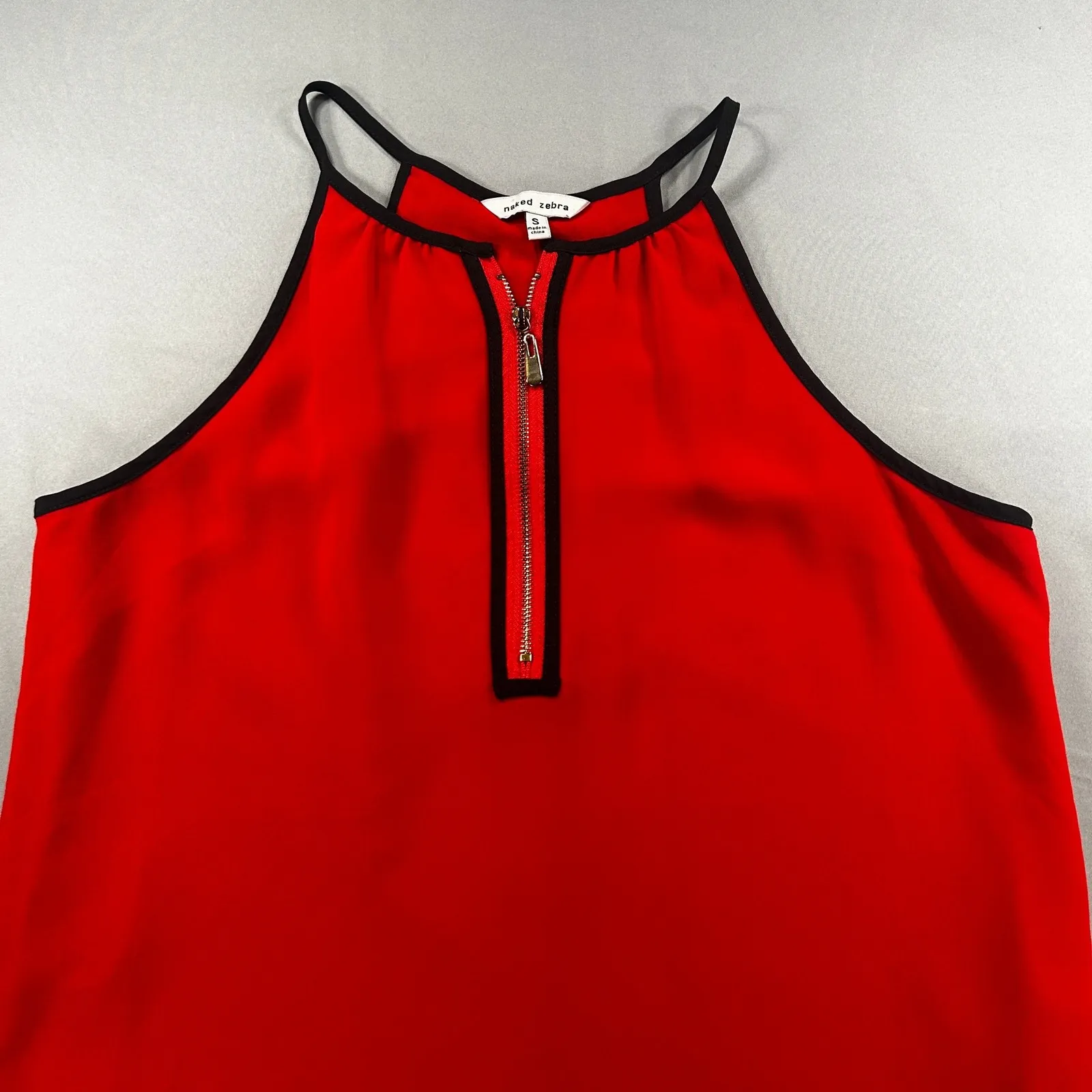 Naked‎ Zebra Red Sleeveless Top Blouse Zipper Front Detail Size Small Workwear - Image 2