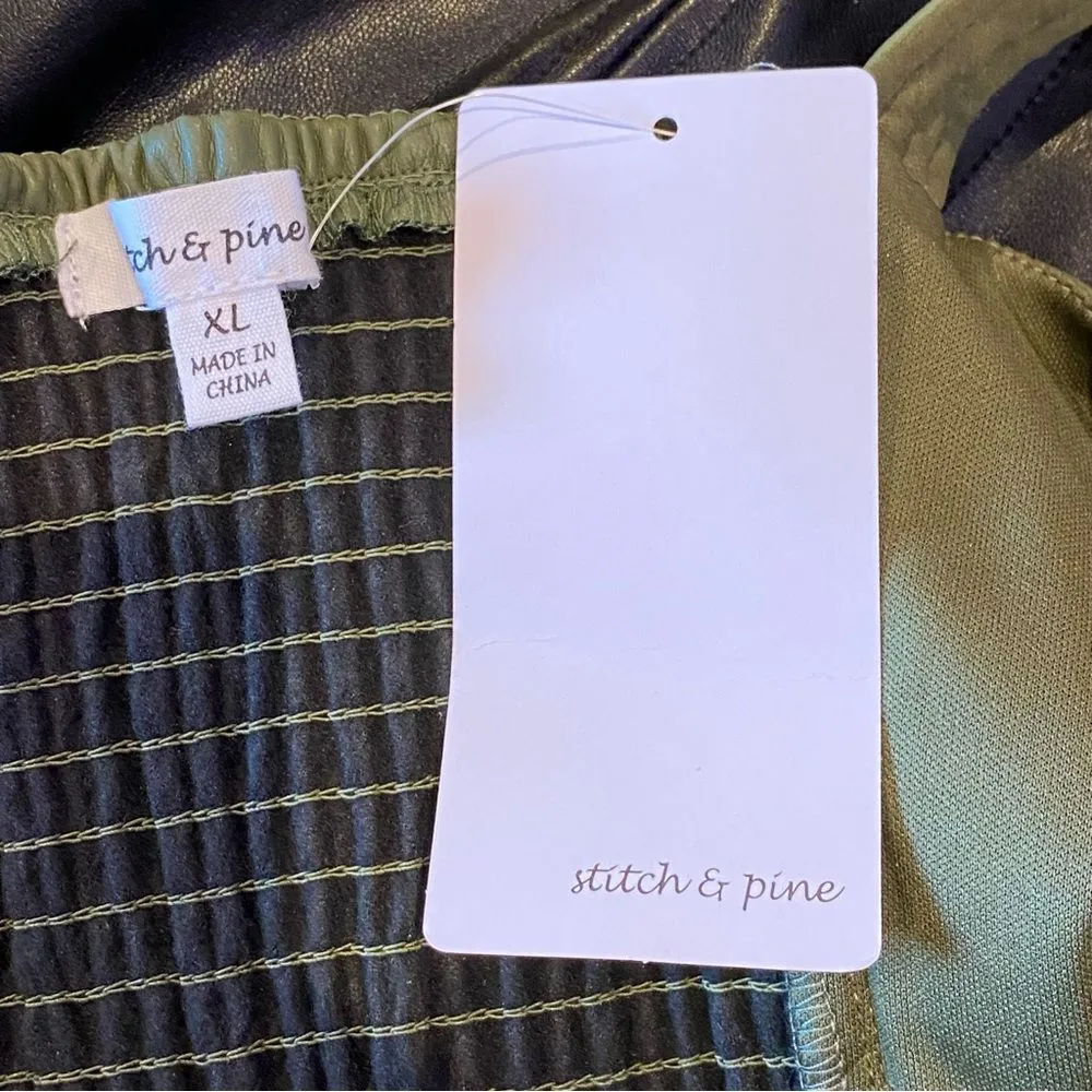 Stitch & Pine Green Vegan Faux Leather Crop Top Bustier Corset Tank XL NWT - Image 6