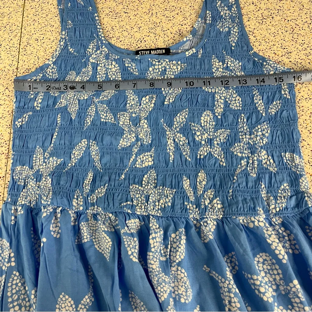NWT Steve Madden Carly Azure Blue White Maxi Sundress Floral Women’s Size L - Image 9