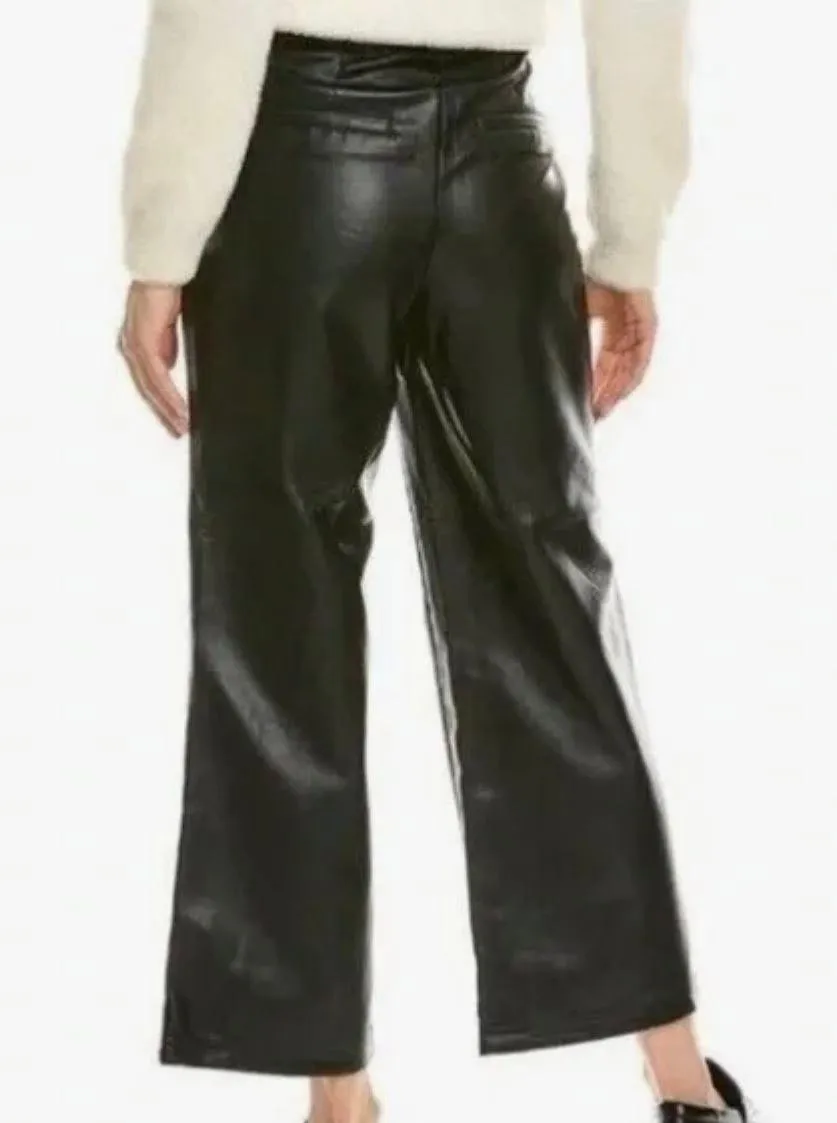 Collection Black Faux Leather Cropped Wide Leg Pants - Image 2