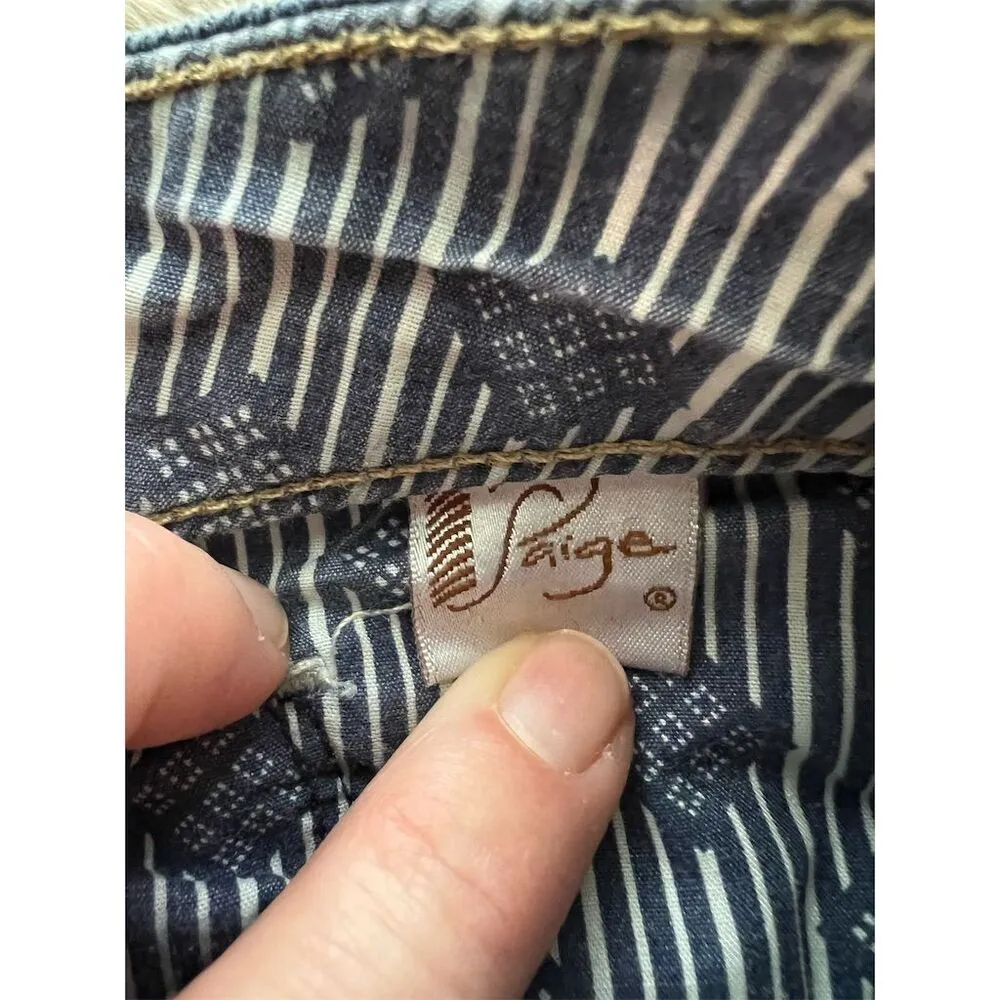 Paige Women's Blue Canyon Flare Jean Shorts Size 28 Standard Summer Casual - Image 11