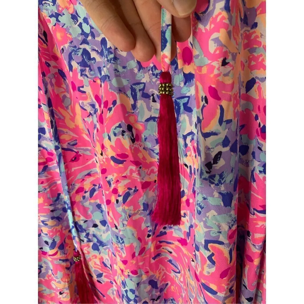 Lilly Pulitzer Finch Top Coco Coral Crab silk top blouse women's size small - Image 4