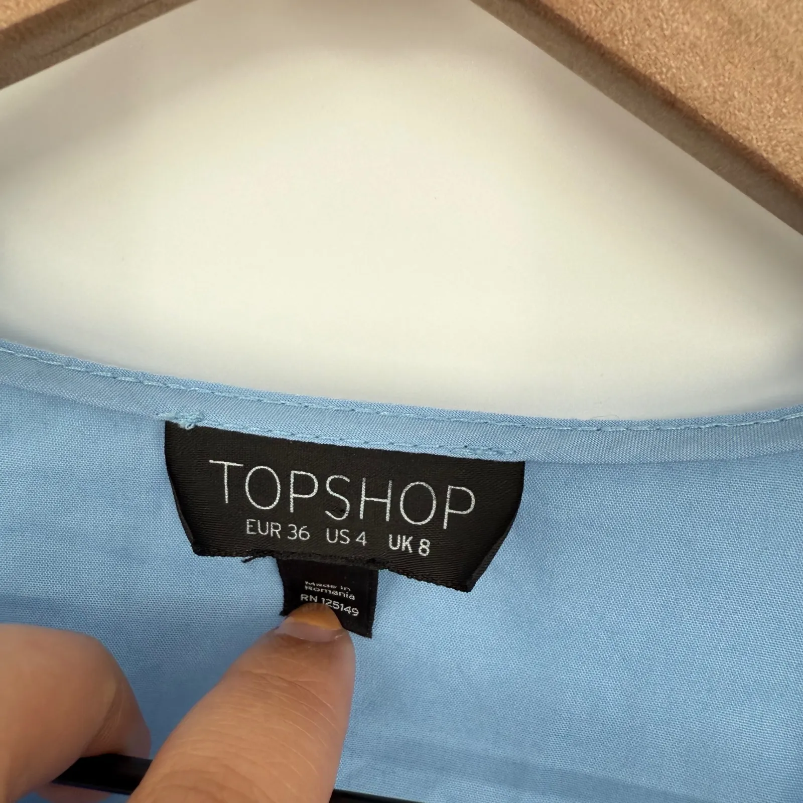 Blue Ruffle Sleeve Wrap Romper Jumpsuit Topshop Size 4 - Image 4