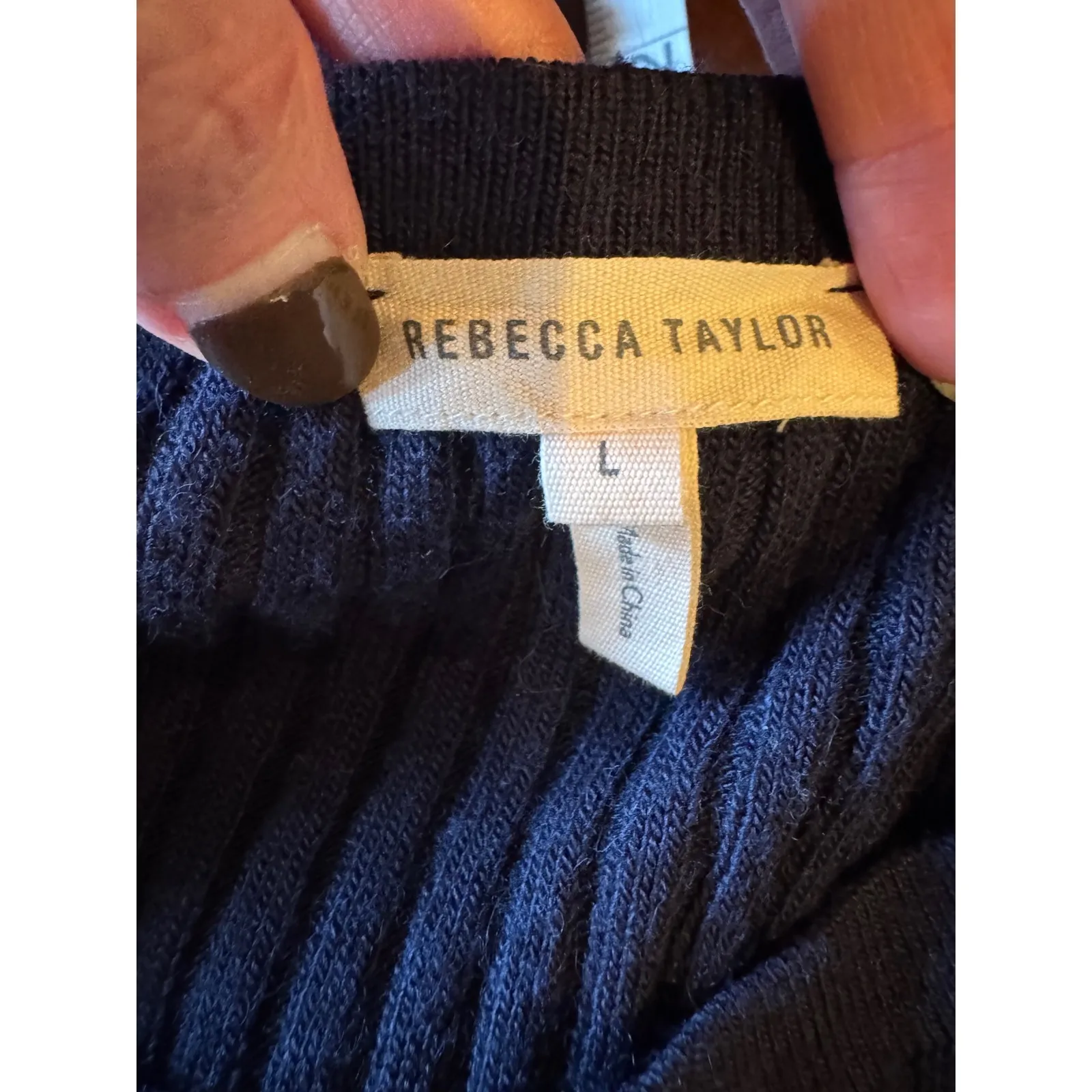 Rebecca Taylor Sweater Women Large Blue Ribbed Knit Wool Alpaca Blend Peplum Hem - Image 10