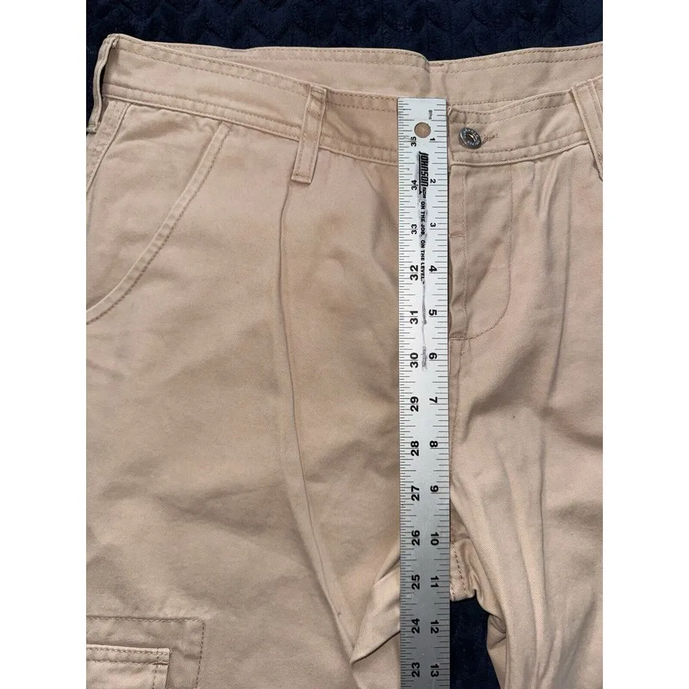 Sundance Woman's Cargo Pants Straight Crop Tan Casual Chino Pockets Sz 14 Petite - Image 6