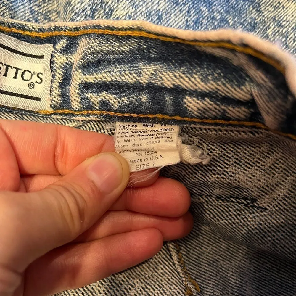 Palmettos acid wash high waisted denim jean mom shorts size 7 vintage Blue - Image 5