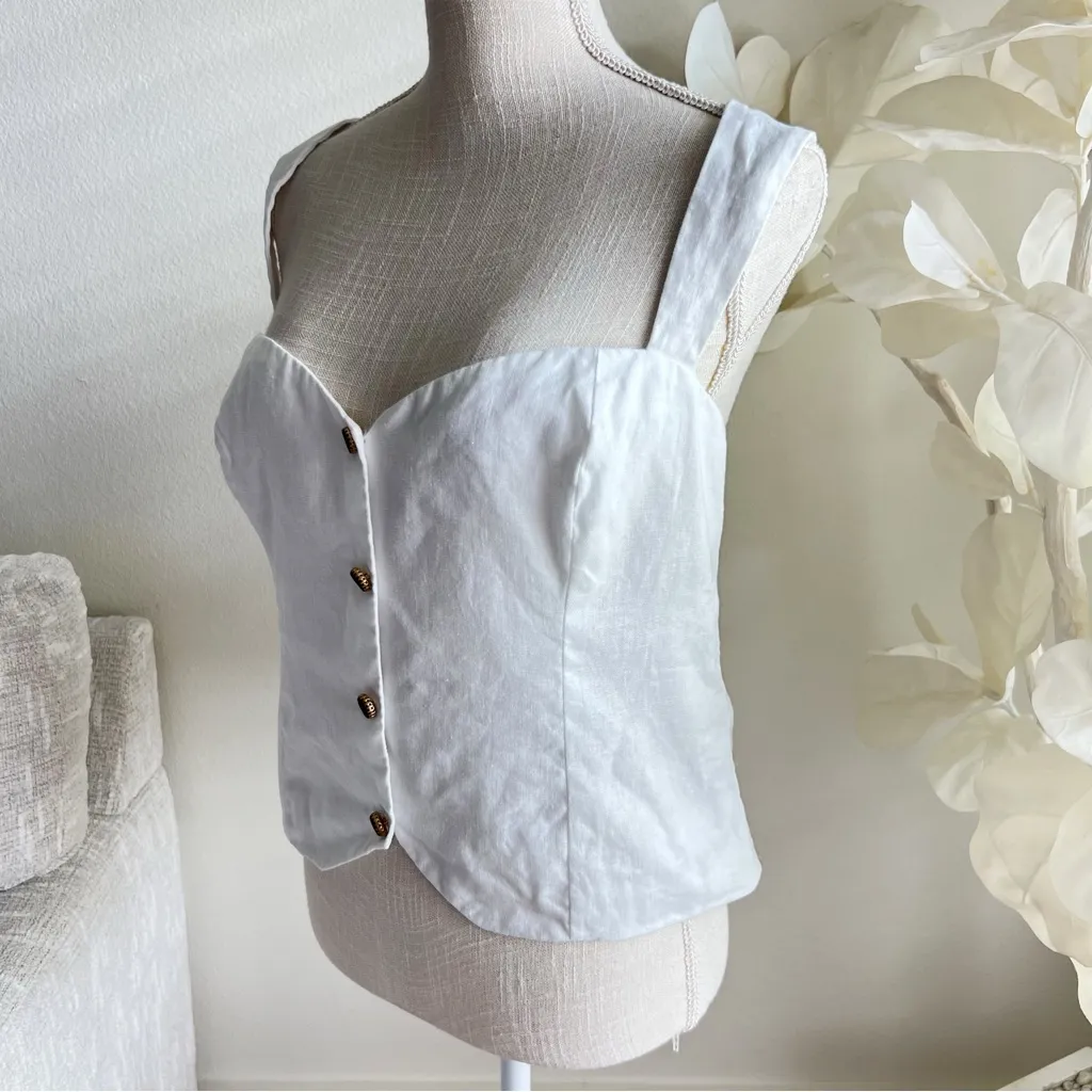 Reformation Kimberly White Button-Down Linen Women's Top - Image 7