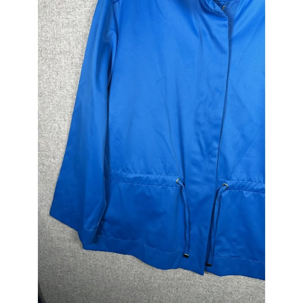 Jessica London Size 18 Jacket Womens Blue Drawstring Zip Lightweight Solid Mock - Image 4