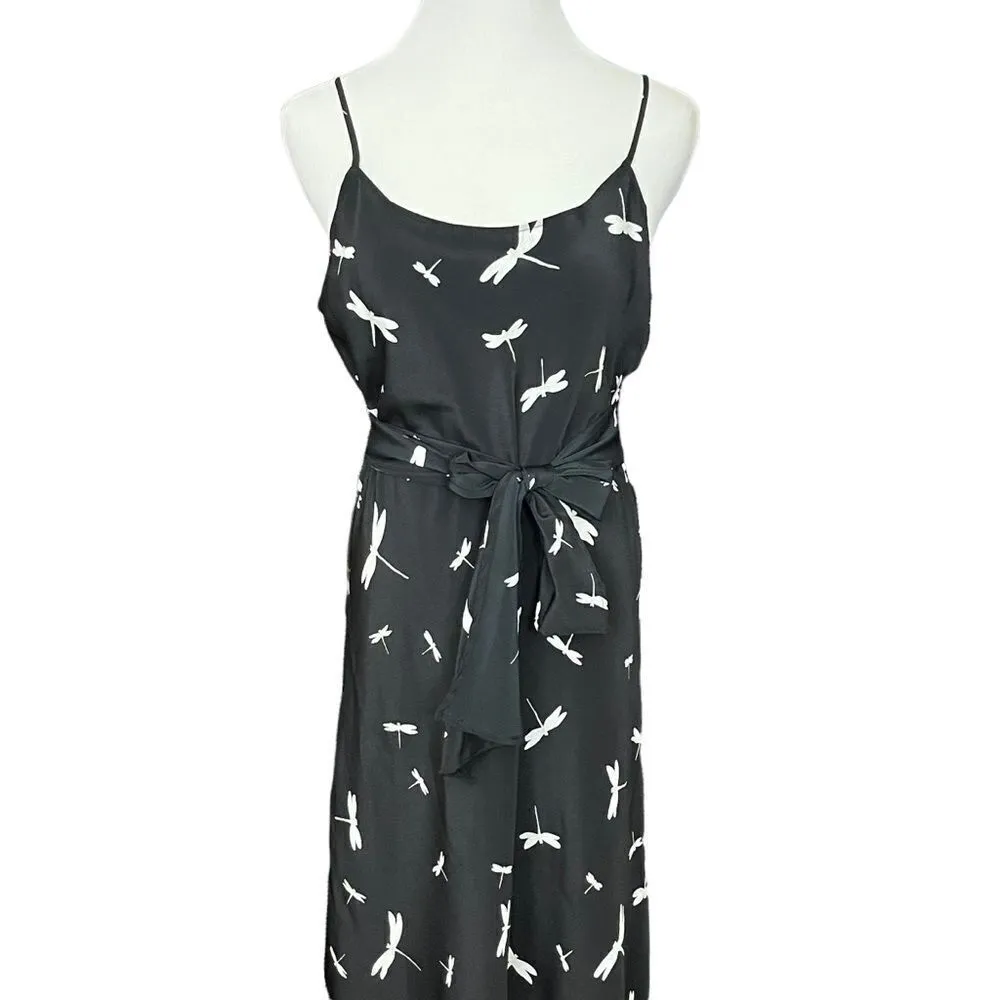 Vintage Y2K Jessica Howard Black Dragonfly Slip Dress with Scarf/ Sash M Size M - Image 3