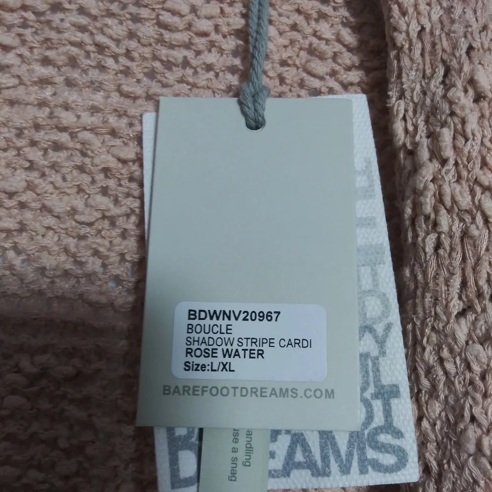 Barefoot Dreams Boucle Shadow Stripe Cardigan Rose Water NWT Size L/XL - Image 7