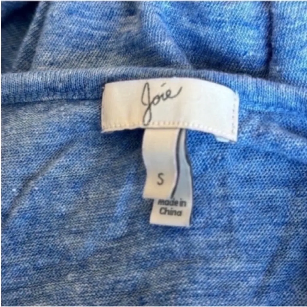 Joie Linen Azure Blue Short Sleeve Top - Image 7