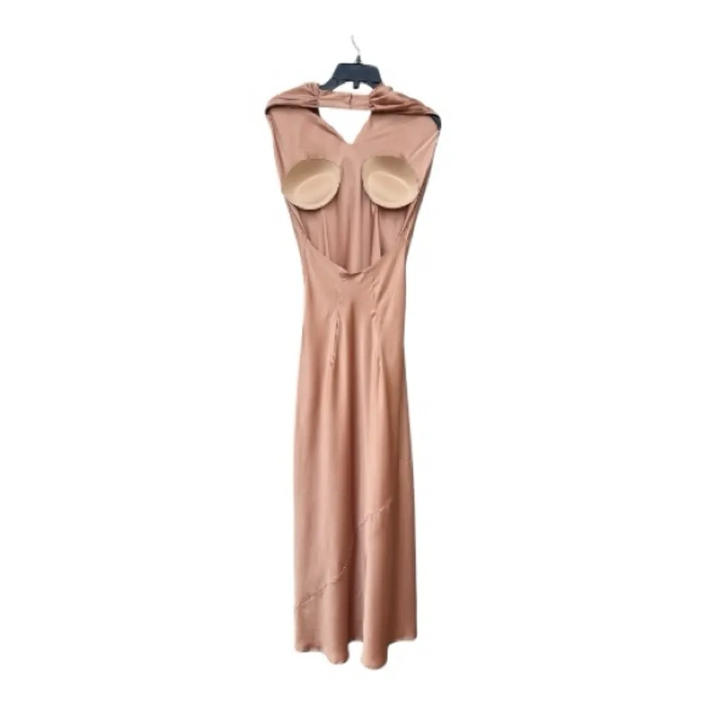 Show Me Your Mumu Champagne Halter Gown | Backless V-Neck Formal Maxi - Image 3