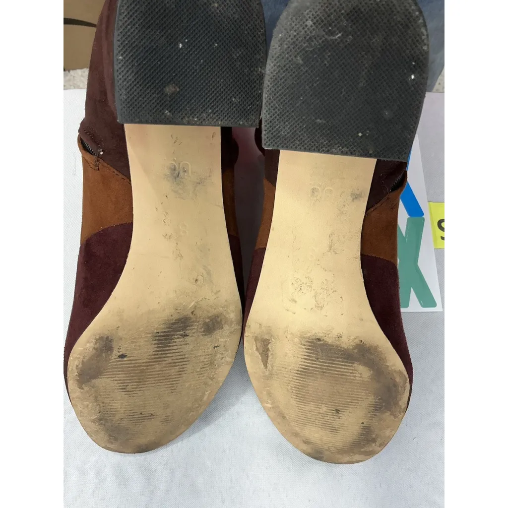 Womans Urban Outfitters Ankle Boots 8 Multicolor Patchwork Side Zip Block Heel - Image 8