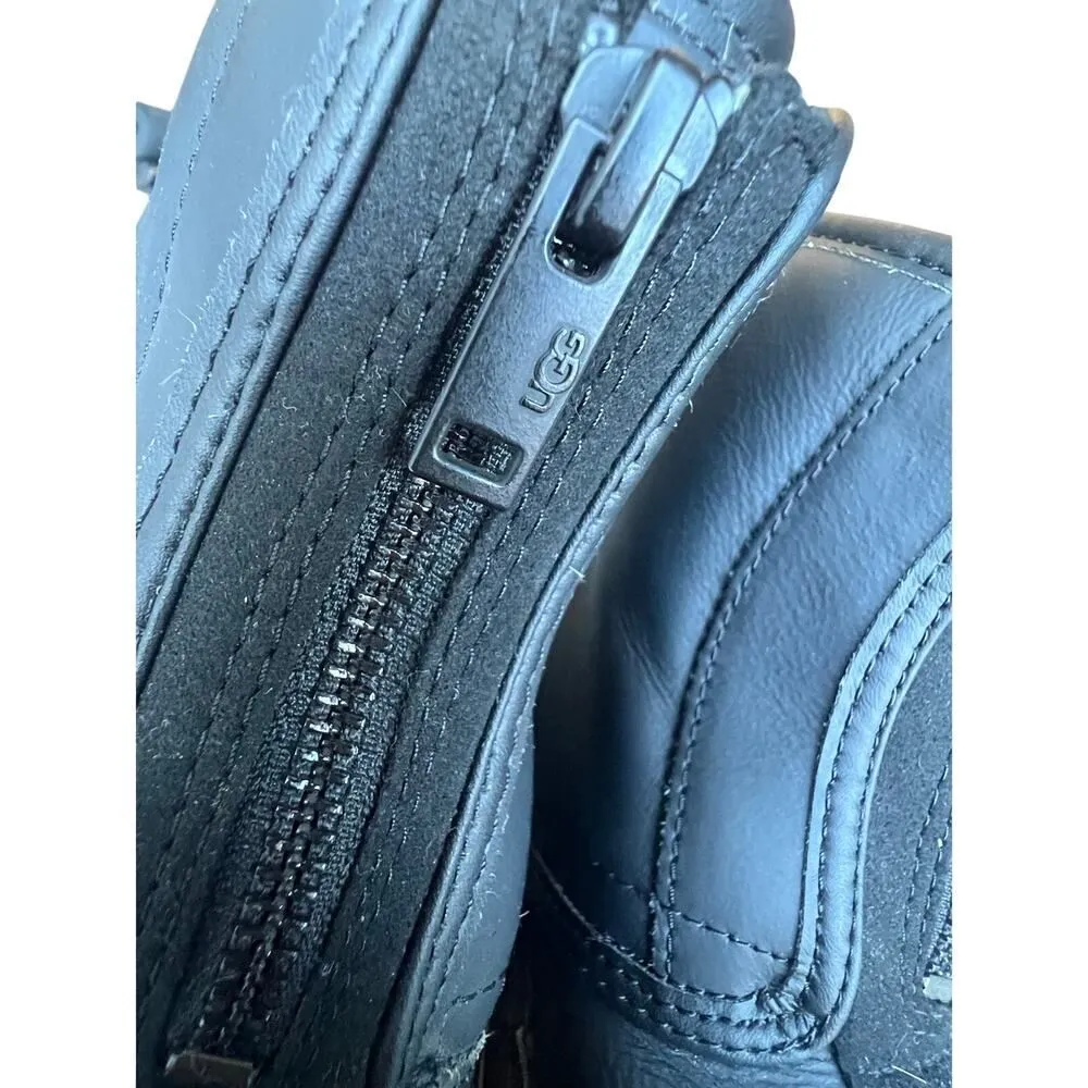 UGG ULTRA BLACK MATTE NEUMEL PLATFORM LEATHER WOOL BOOTS 10 WOMEN MSRP $225 - Image 7