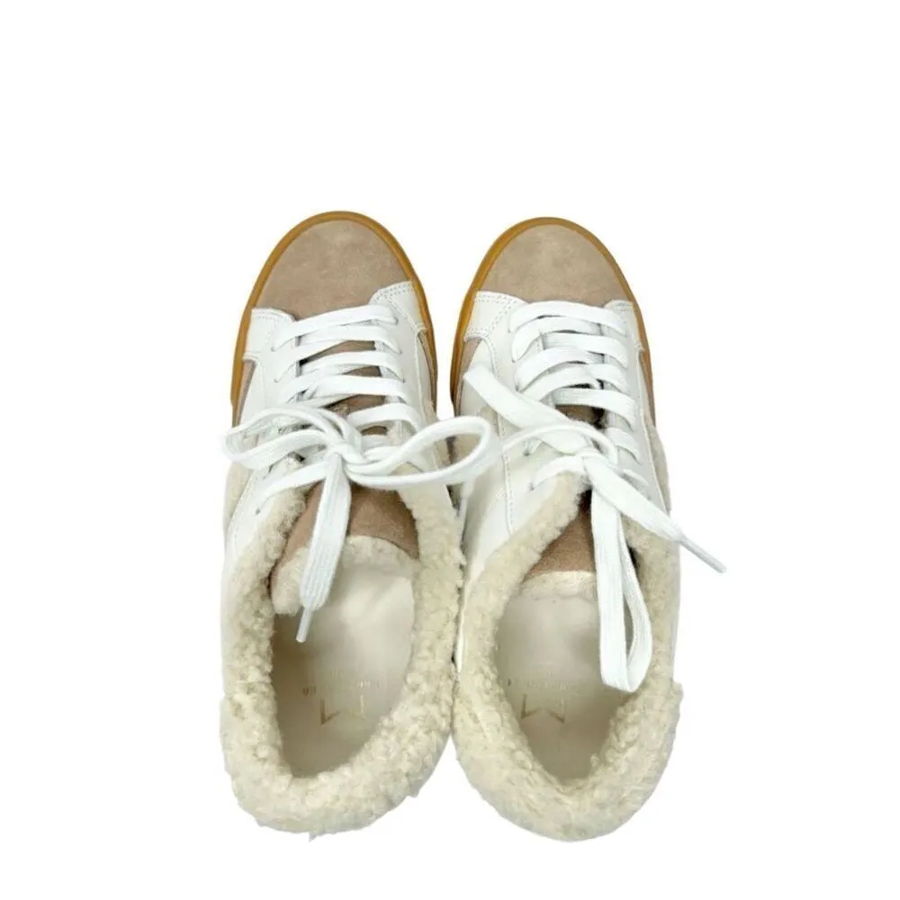 Marc Fisher Ltd. Sneaker Size 6 Tan White Suede Faux Shearling Winter Shoes - Image 4