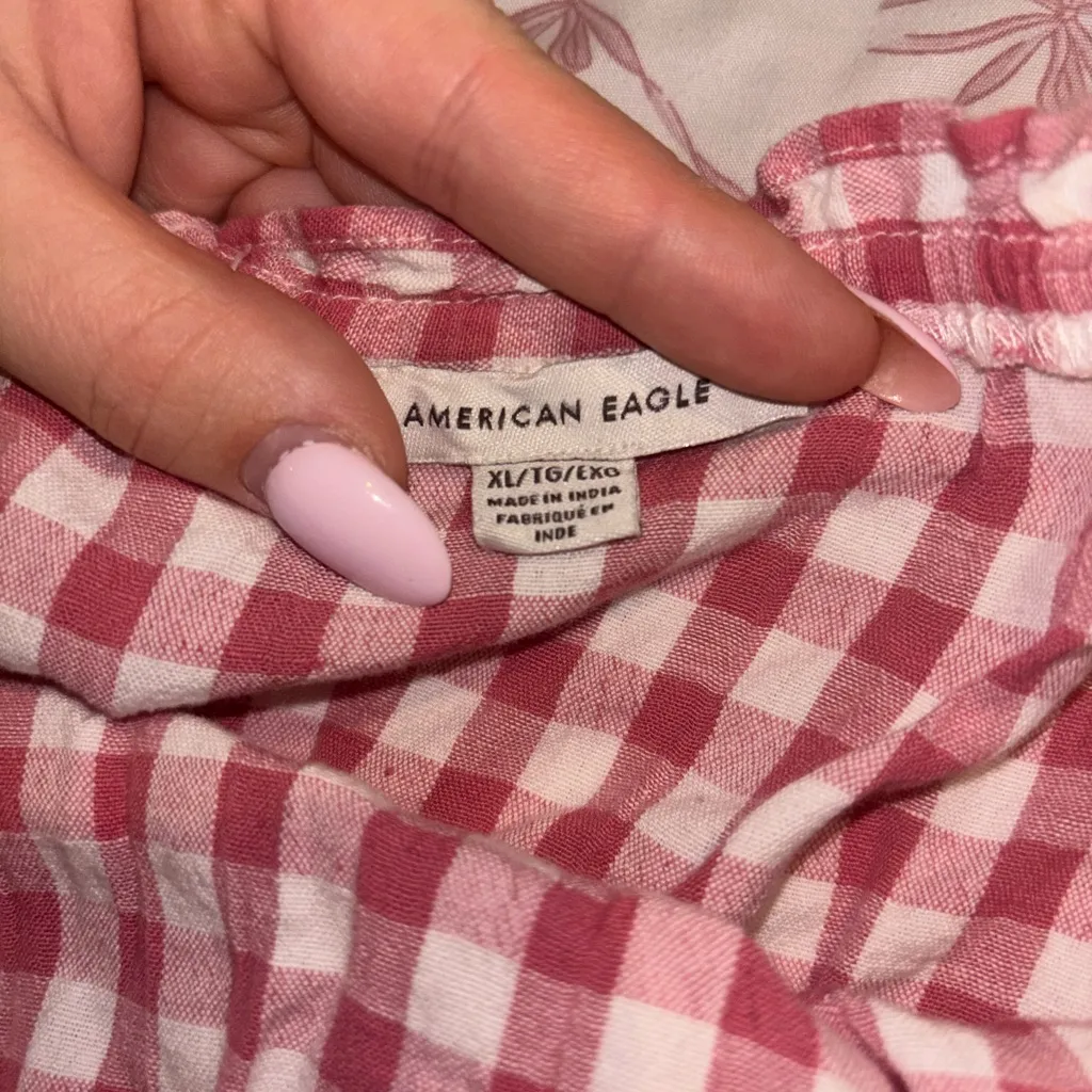 American Eagle Pink and White Checkered Top - Image 3