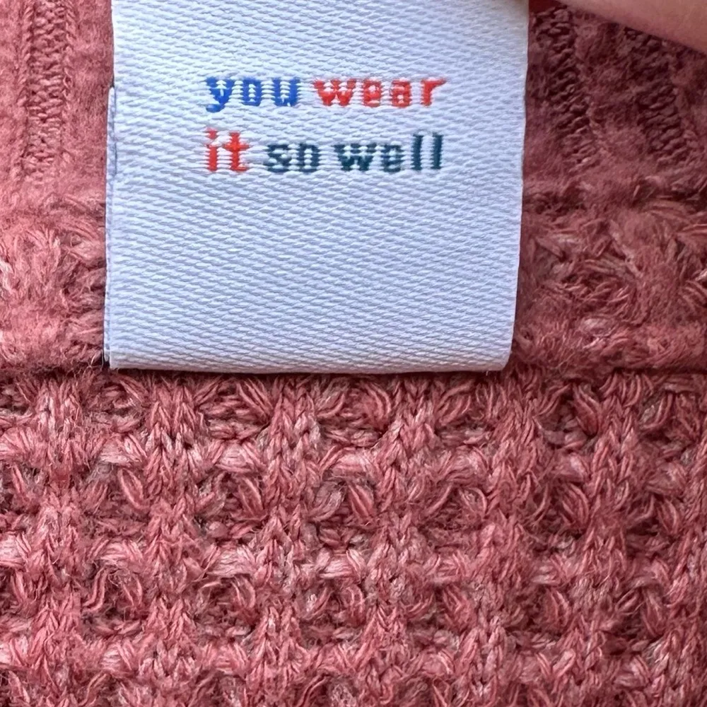 Old Navy Cozy Shrunk Waffle Knit Henley Sweater in Pink Bamboo Sz XXL - Image 5