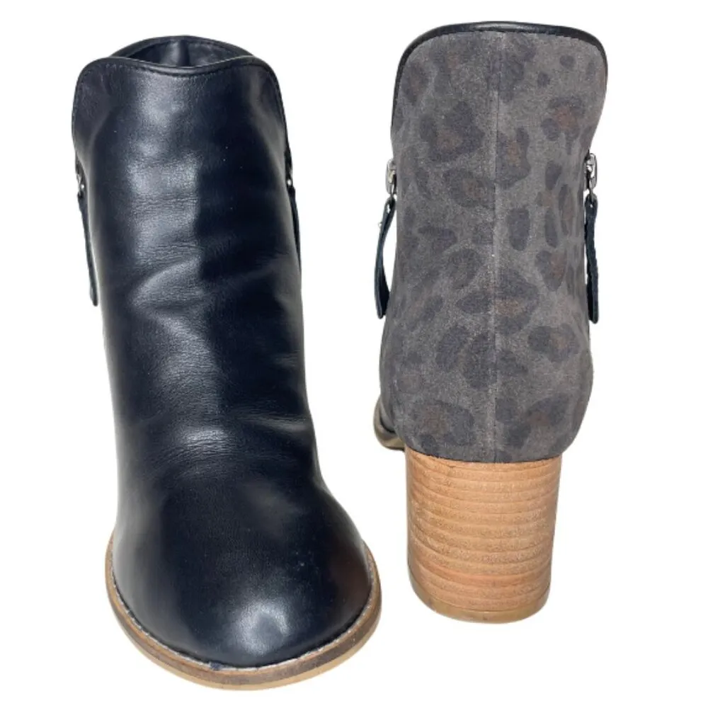 Jenna Leopard Print Dual Zipper Bootie Stabked Block Heel Ankle Sz 6.5 - Image 2