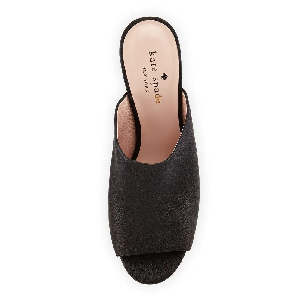 Kate Spade New York Bova peep-toe cone-heel mule black Pebble Leather 9.5 M $328 - Image 3