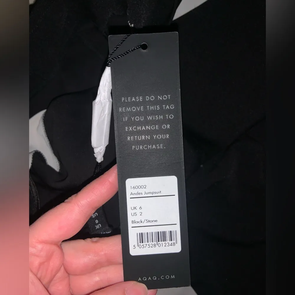 AQAQ NWT luxury evening spring Andes jumpsuit black ruffle formal party revolve - Image 3