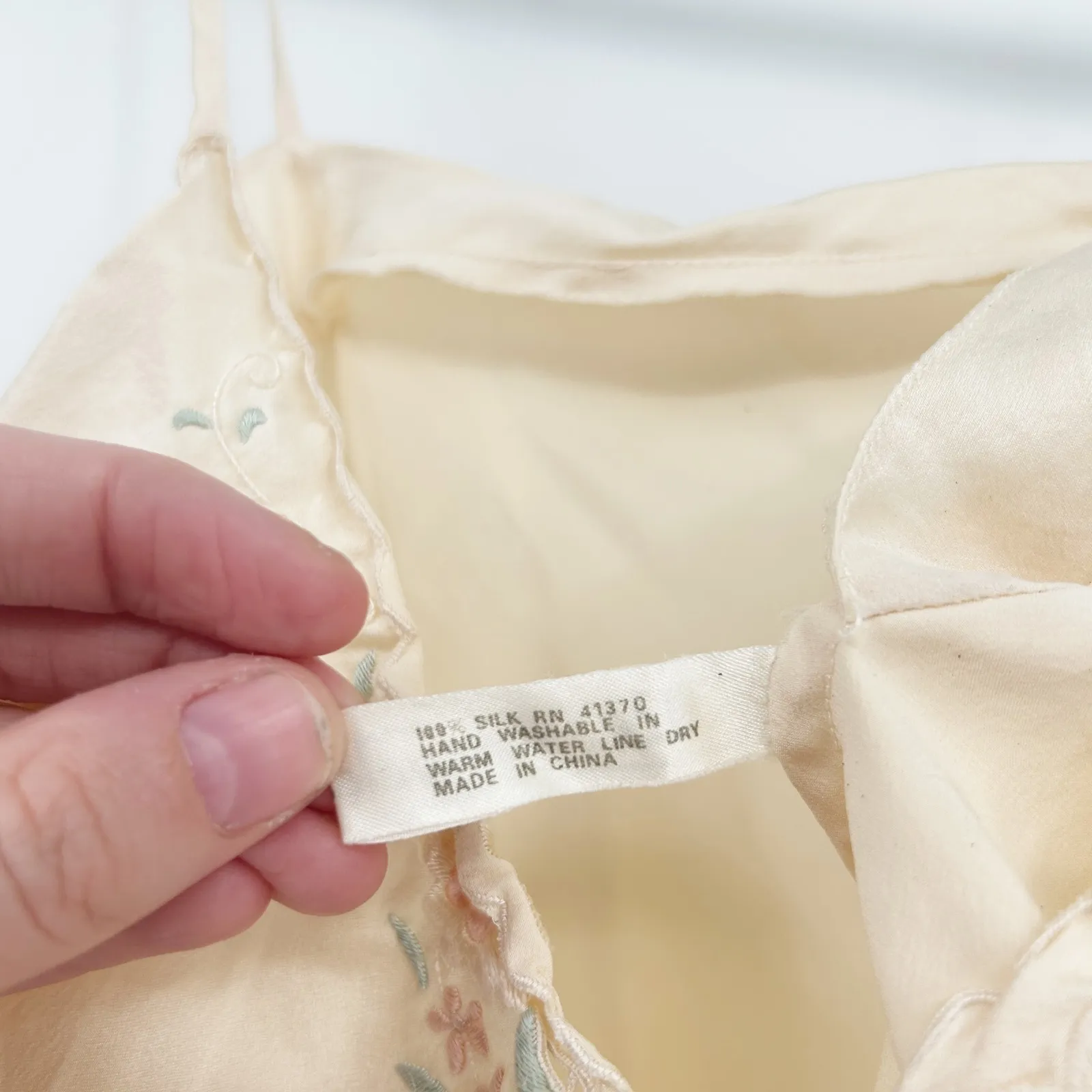 Silk Mirage Vintage Fairycore Silk Teddy Lingerie Bodysuit Embroidery Floral Tan Size XS - Image 5