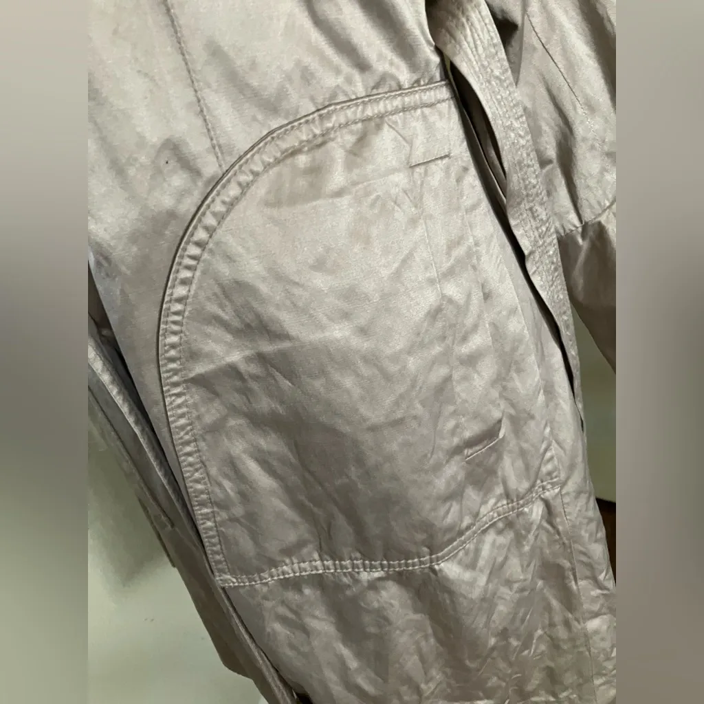 DKNY Cotton Blend Lined Trench Coat Jacket Belted Beige Pocket Belt - Image 3