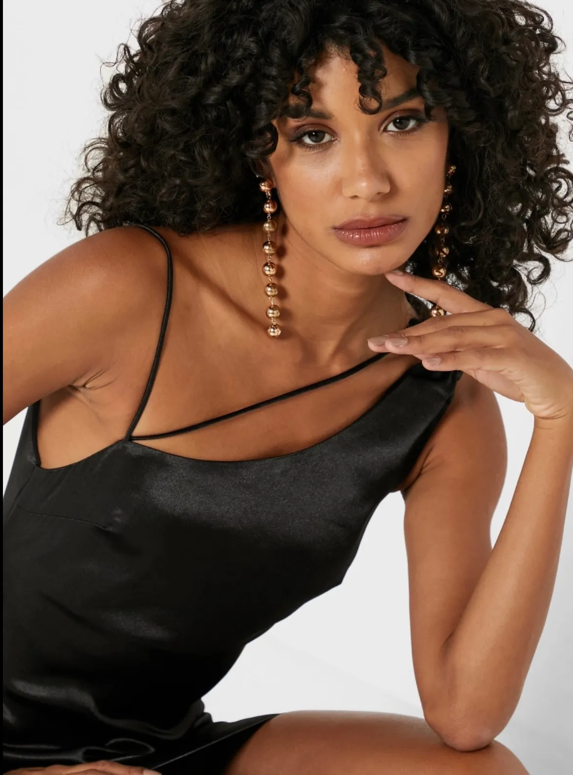 Topshop Asymmetric Cowl Black Satin Dress - Image 4