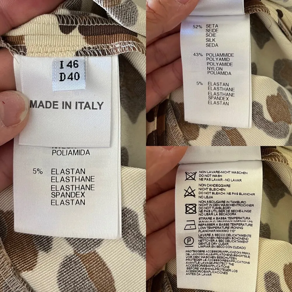 BLUEMARINE Animal Print Dress Sheath Brown Short Sleeve Italy Designer IT46 US10 Size 10 - Image 8