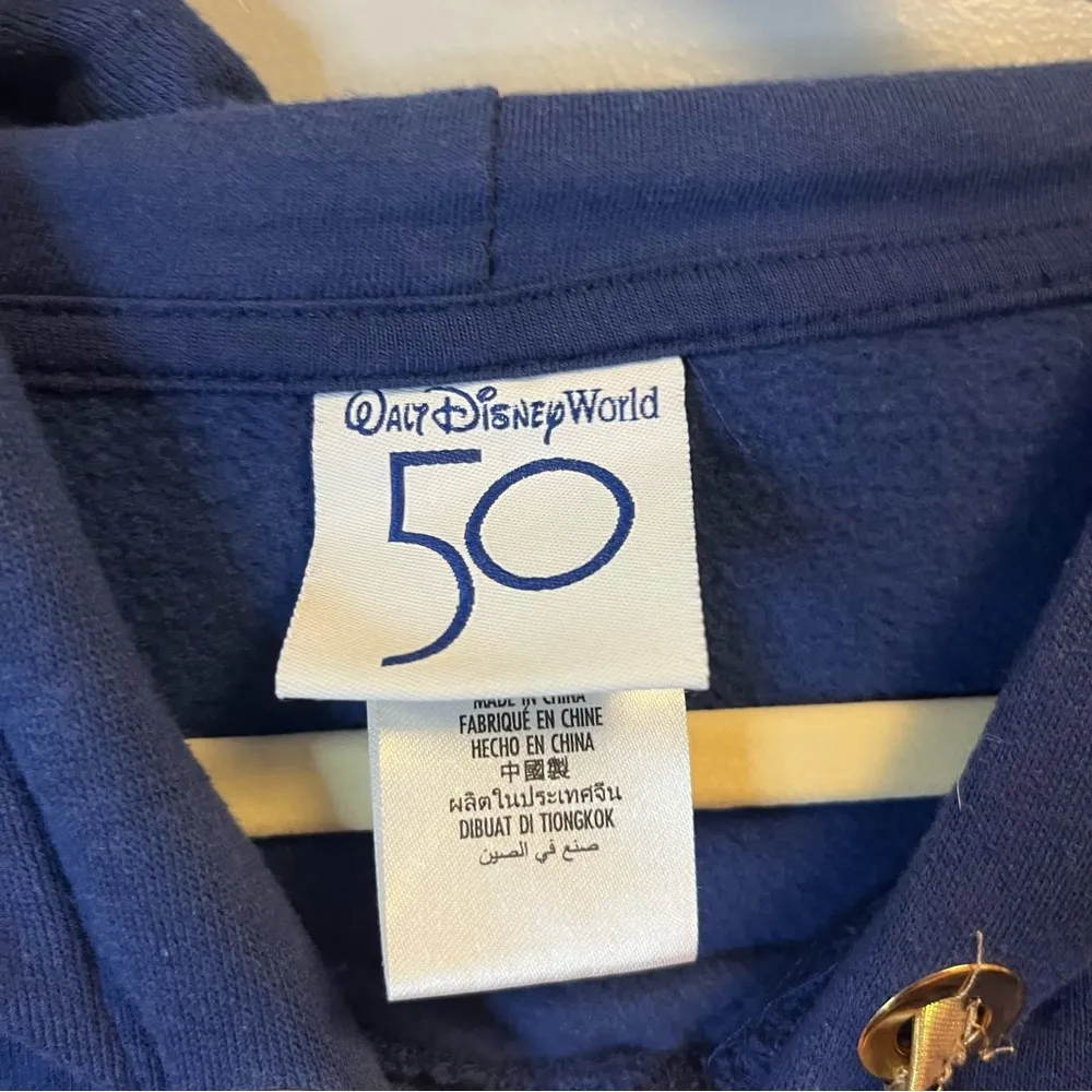 WDW Hoodie Navy Blue & Rose Gold Disney Parks 50th Anni Sweatshirt Sz L GUC - Image 4