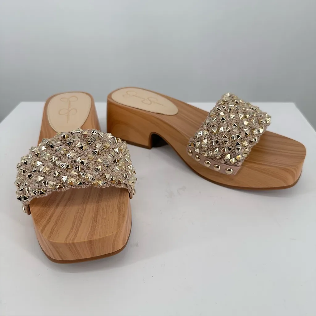 Jessica Simpson Rell Crochet Slide Platform Sandal in Natural Crochet size 8 NIB - Image 2