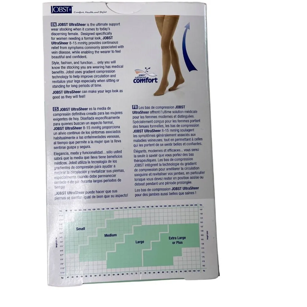 Jobst Pantyhose Ultra Sheer Support Compression Stockings Medium Thigh Biege u - Image 5