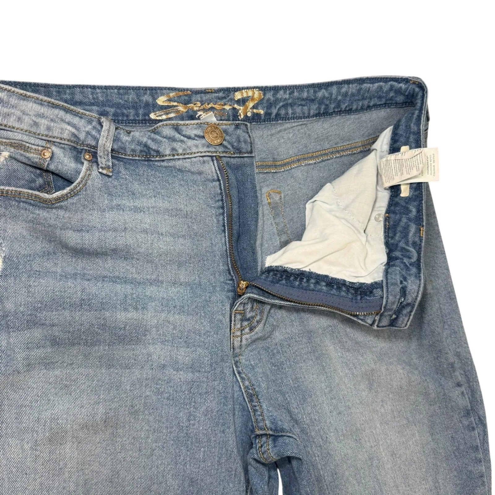 Seven7 Women's Slim Flare Leg Distressed Denim Jeans Light Wash Size 16‎ - Image 6