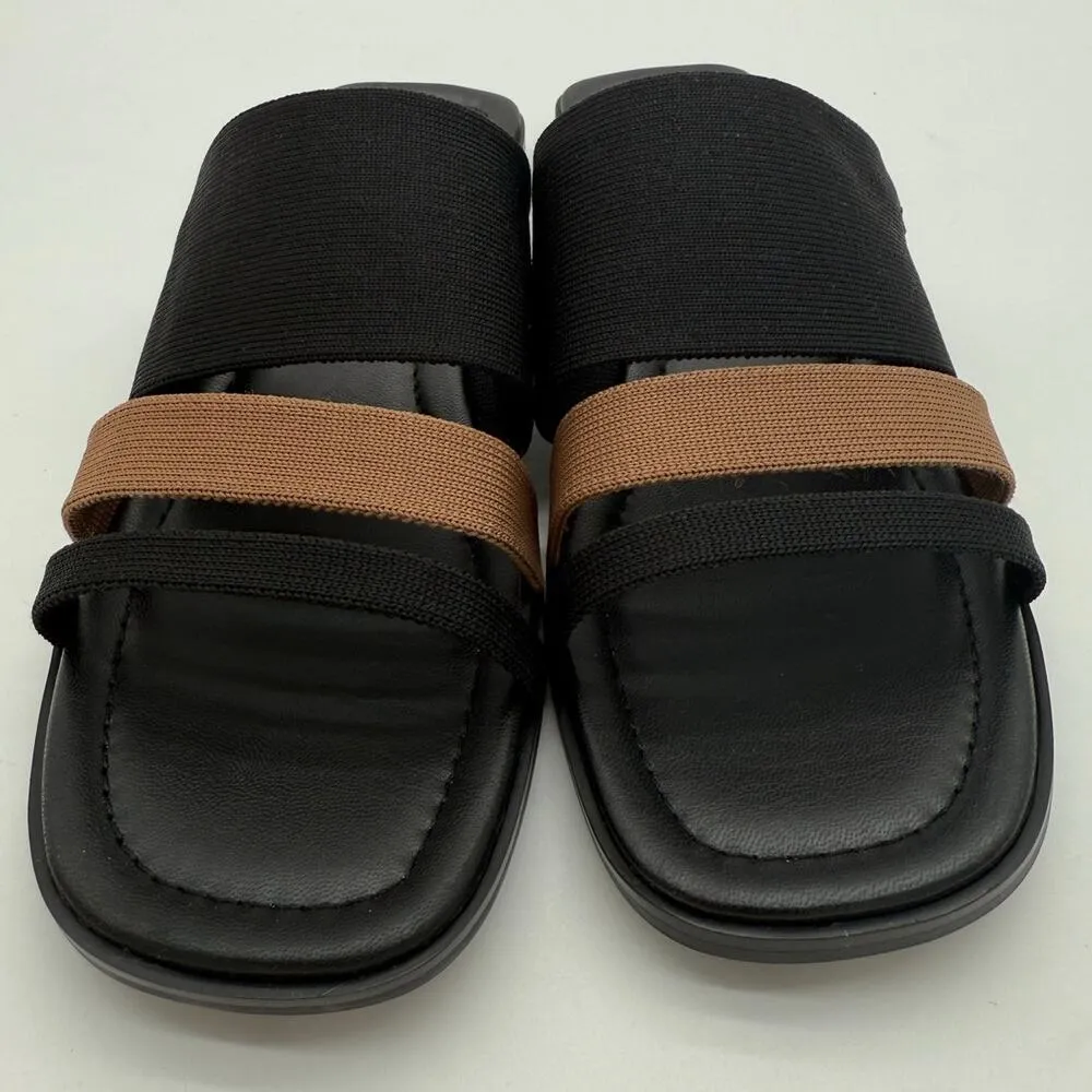 Vivaia Doris Square Toe Slide Sandal Old Money Knit Comfort Black Brown 7 - Image 4