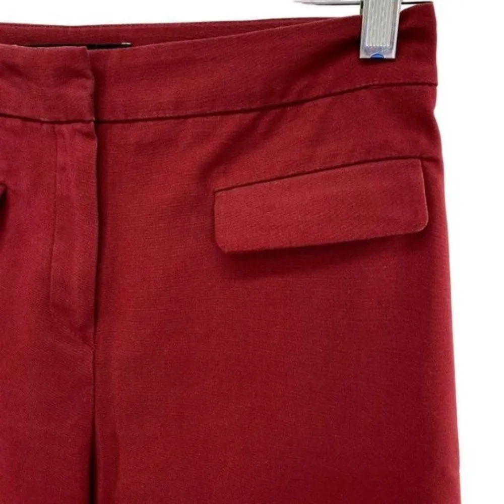 Mango Womens Red Cropped Straight Cut Trouser Pants - Image 3