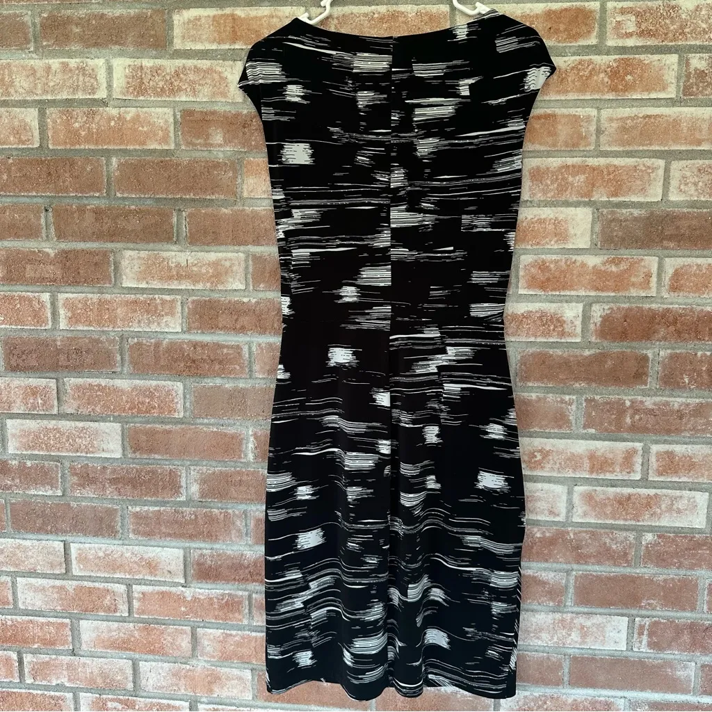 Lauren Ralph Lauren Cap Sleeve Knee Length Dress Women’s 8 Black White - Image 9