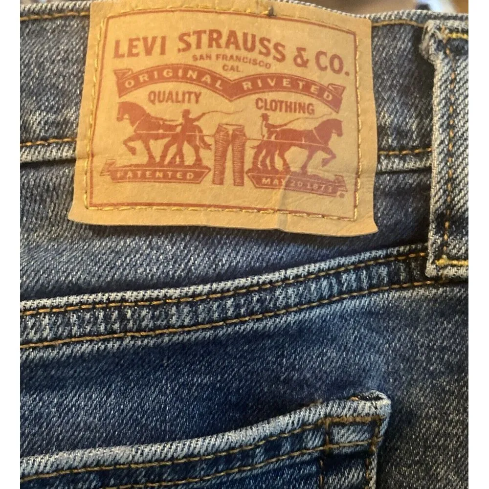 Levis Jeans Womens 32 Wedgie Straight Medium‎ Wash Denim Raw Hem Levi's Jeans - Image 3