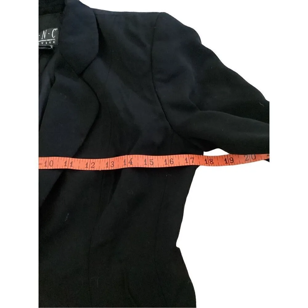 INC International Concepts Petite Blazer Suit Jacket Shoulder Pads Career Workwe Black Size 4P - Image 6