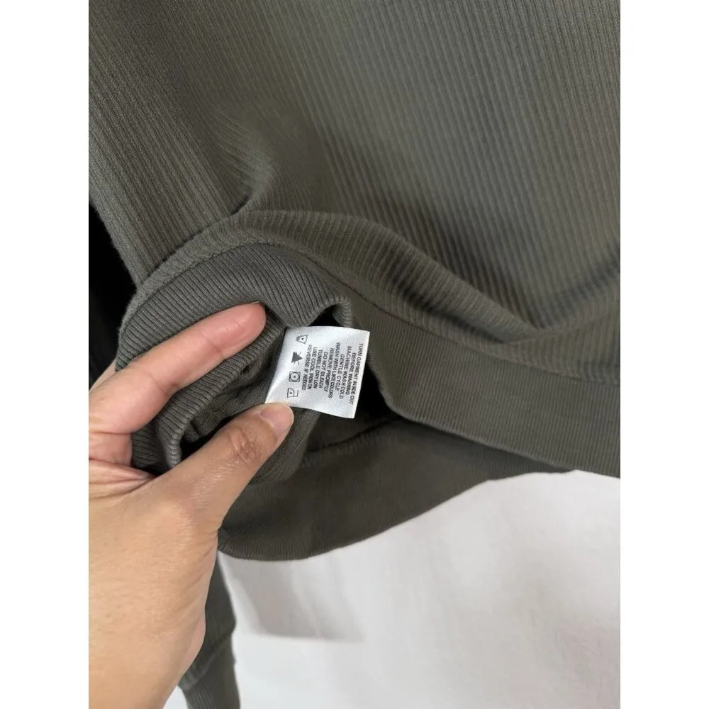 Threads 4 Thought Women’s Green‎ Olive Ribbed Pullover Hoodie Size L Organic - Image 8