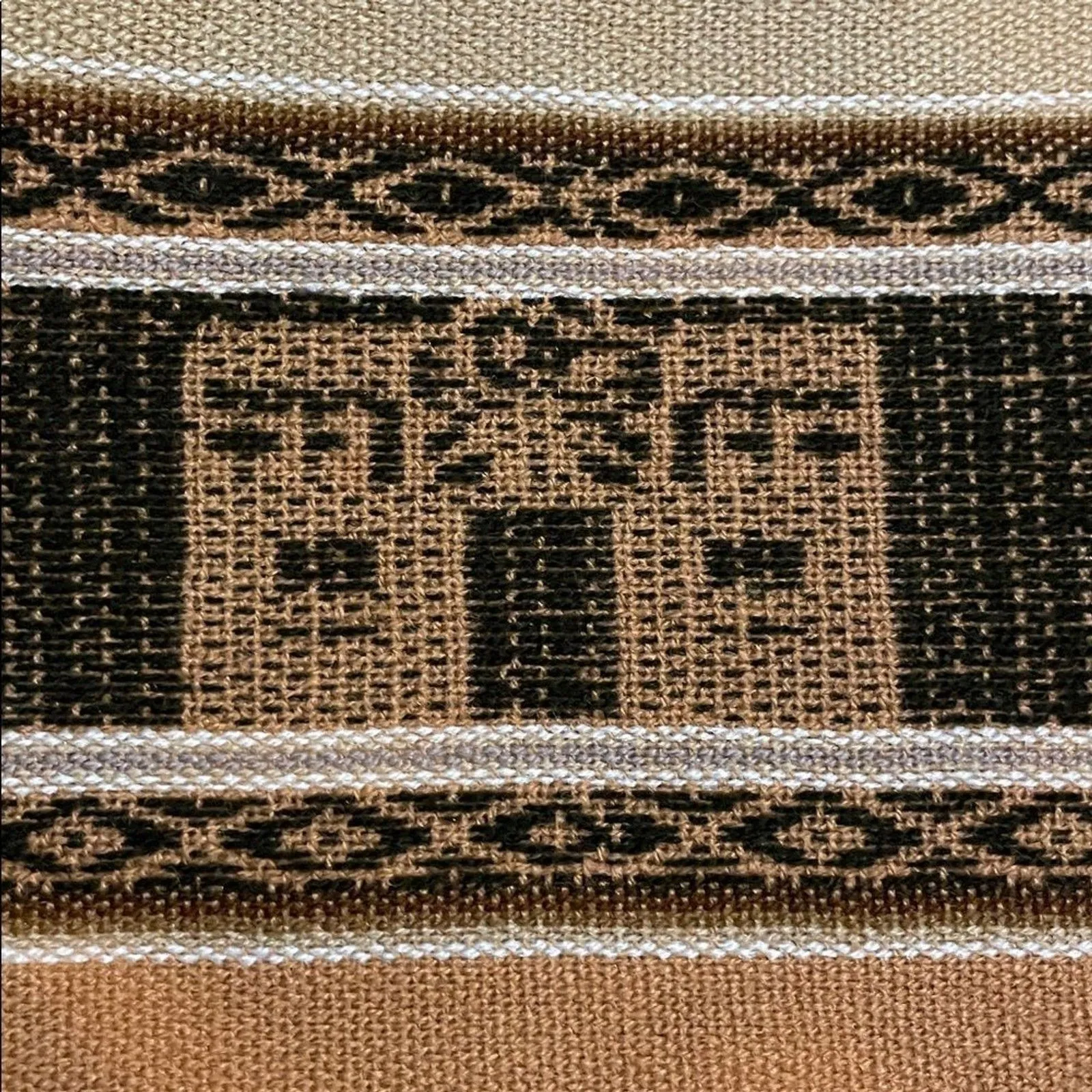 Brown Handwoven Peruvian Wool Wrap Shawl Andean Pattern 26x74 - Image 8