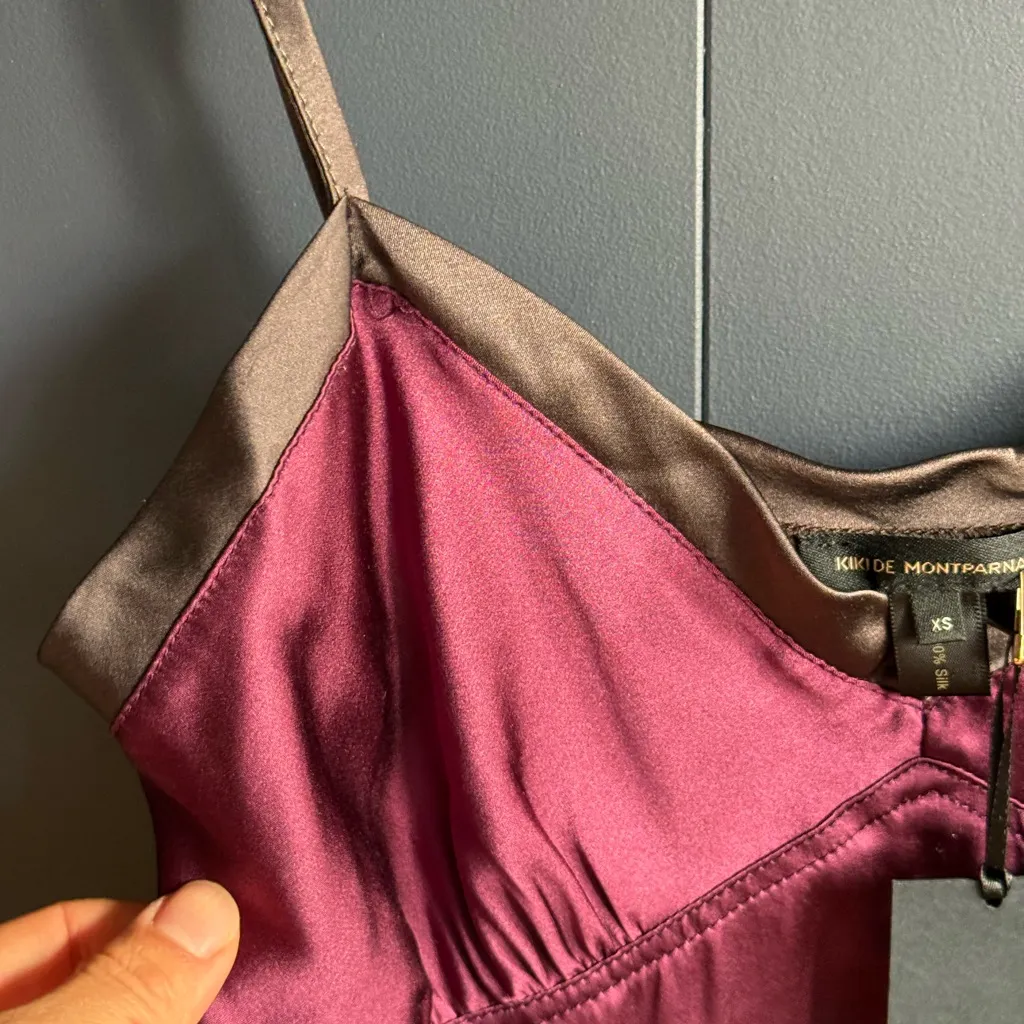 NWT Kiki de Montparnasse Silk Charmeuse Muse Romper, Size XS, Bordeaux Purple - Image 7