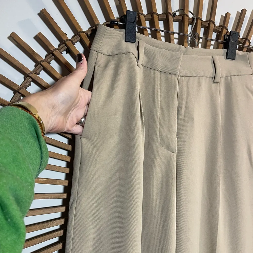 Tommy Hilfiger Wide-Leg Tan Trousers in Tan NWT Menswear Inspired Preppy Workers - Image 8