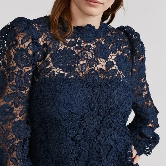 ZAC POSEN
Guipure Lace Mini Dress in midnight size 4 NWT - Image 2