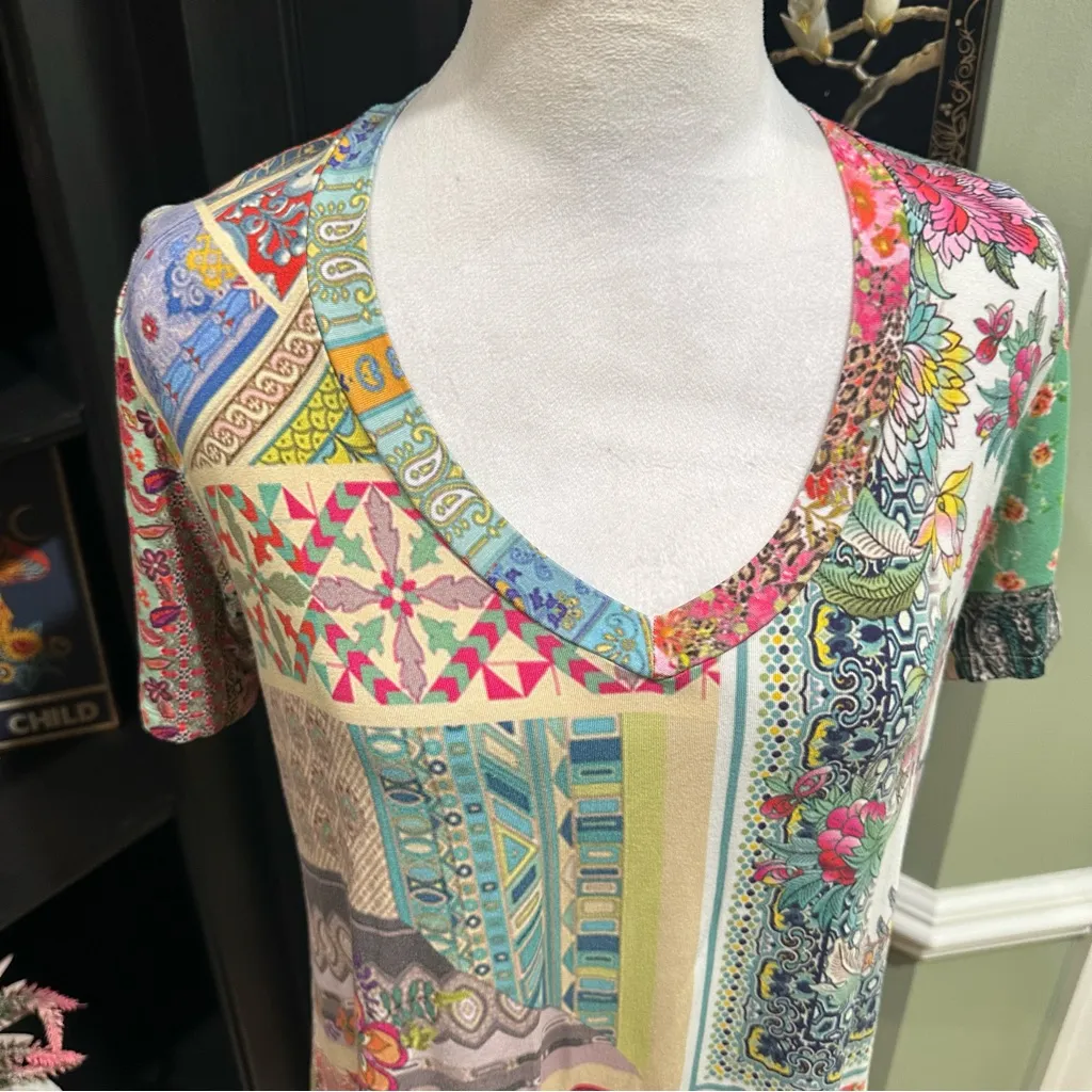 Johnny Was Anika Short Sleeve V-Neck Swing Tee - Image 3