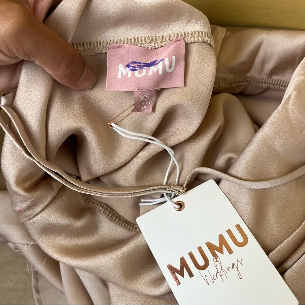 Show Me Your MuMu Verona Cowl Dress in Champagne Satin Luxe - Image 10