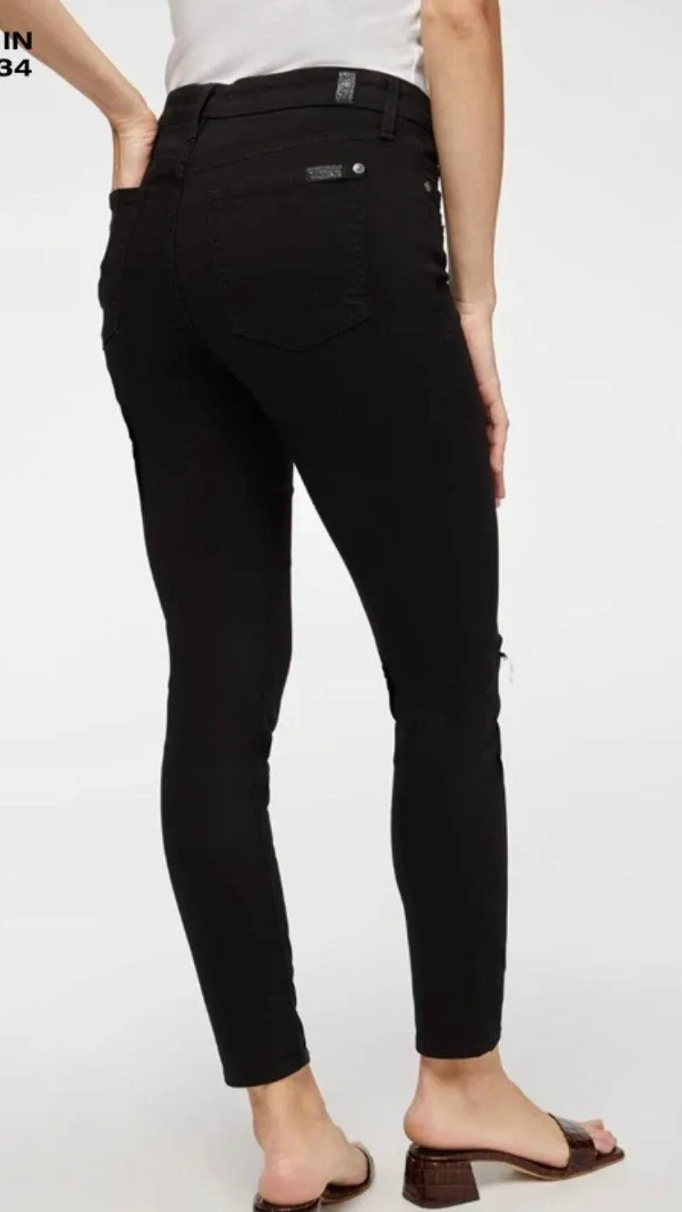 7 For All Mankind B(air) Denim Ankle Skinny With Destroy In Black - Image 2
