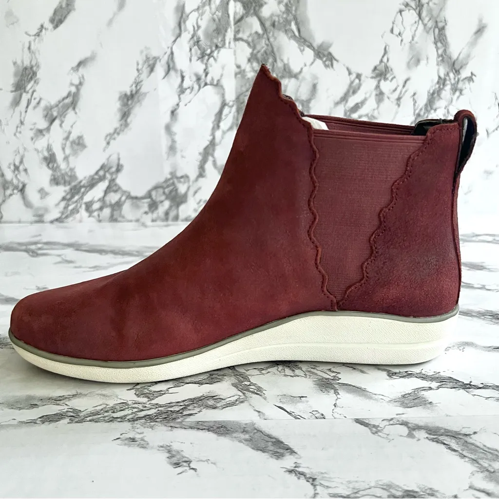 Aetrex Alanna Booties Ankle Burgundy Cushion Leather EU 38 Casual Pullon Foam - Image 8