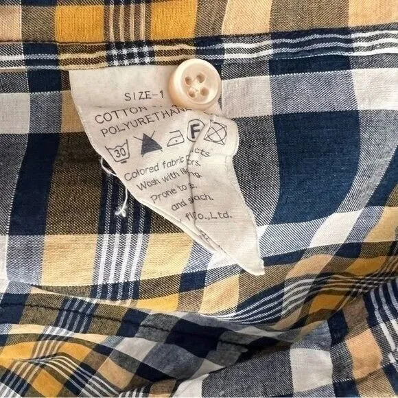 Umi‎ 908 45 RPM Indigo Blue Muted Check Plaid Button Down Shirt Japan SZ 1 - Image 5