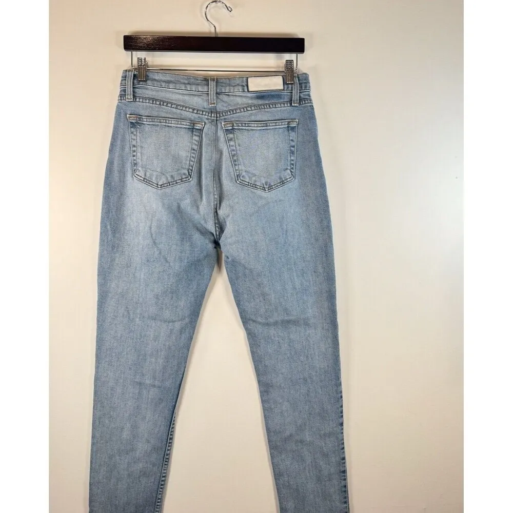 RE/DONE Originals Womens Jeans Blue Denim High Rise Tapered Medium Wash Size 32 - Image 7